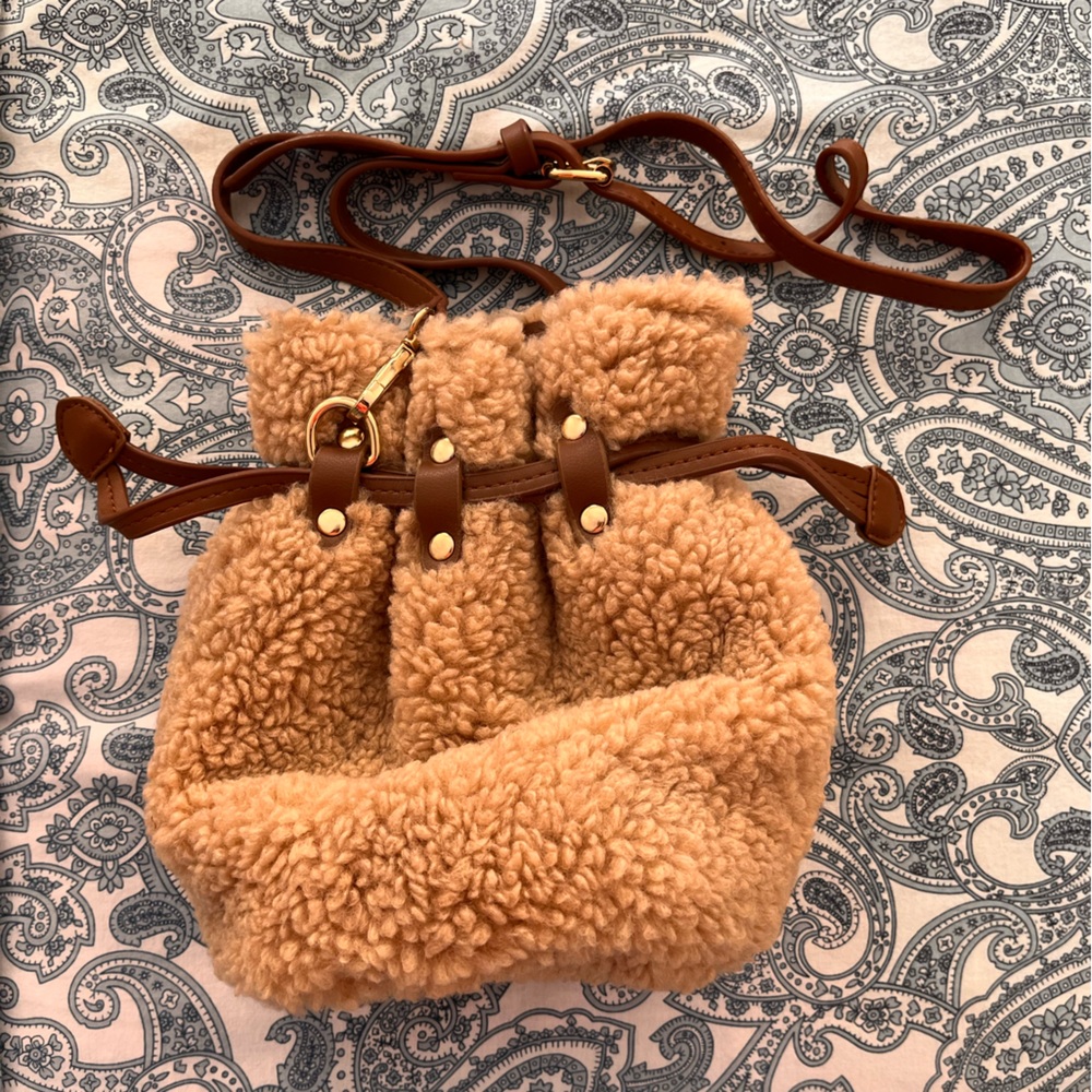 Crossbody Faux Shearling Bucket Bag